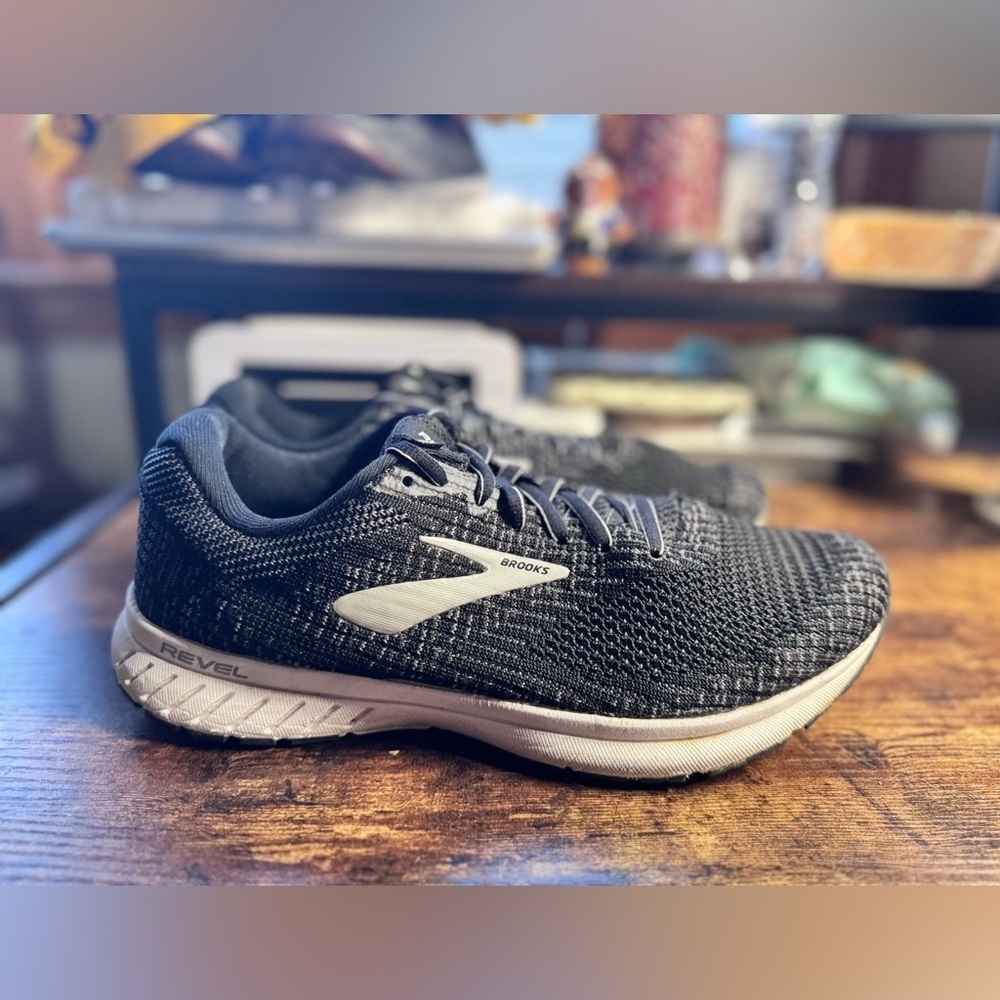 Brooks Revel 3 Black & White Knit Running Shoes - Women's Size 11